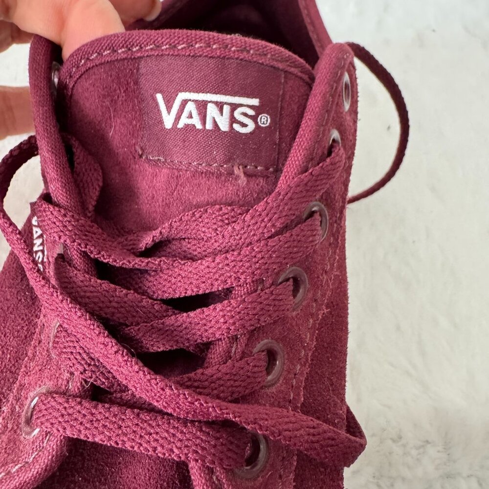 Vans Shoes Womens 6 Classic Skateboarding Sneakers Maroon Suede Leather Lace Up - Picture 7 of 8